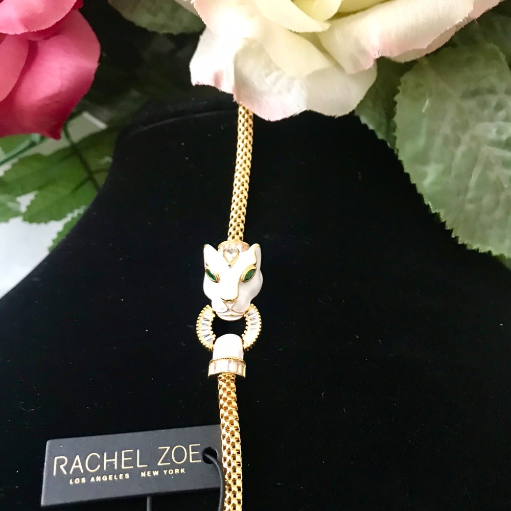 Rachael Zoe panther head Bracelet with zirconia accents.